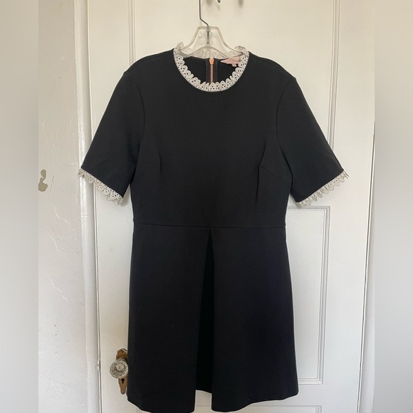 Ted Baker-Blussum Broderie Trim A-Line Dres - Picture 4 of 10